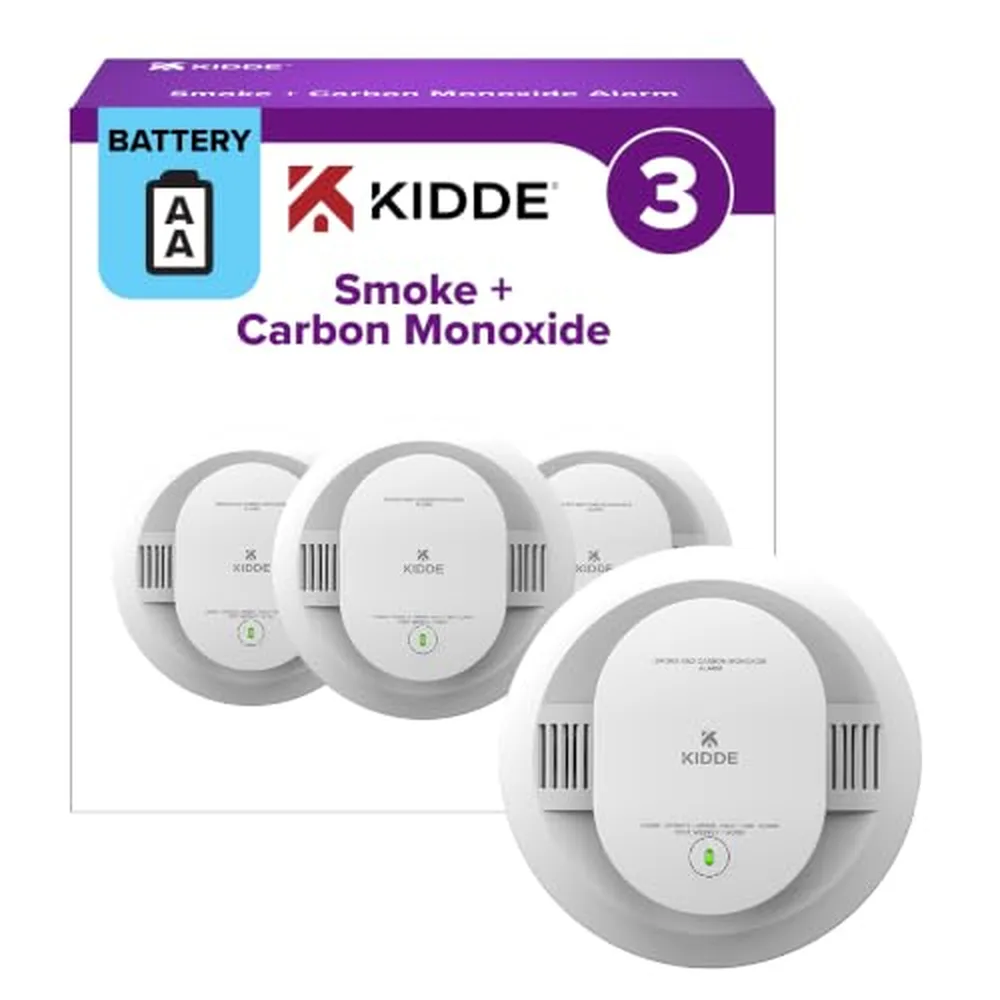 Kidde Smoke & Carbon Monoxide Alarm, AA Battery, 3-Pack