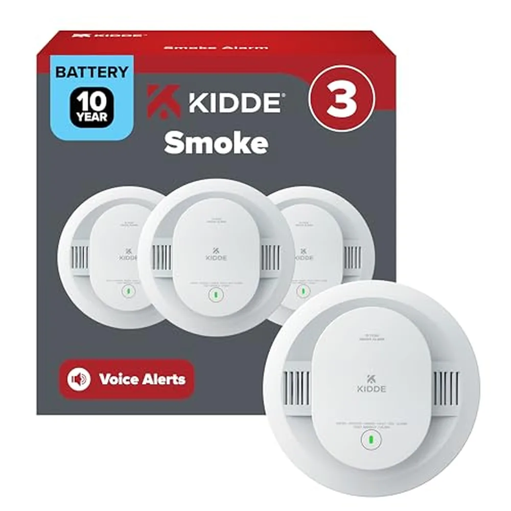Kidde 10-Year Sealed Battery Smoke Alarm, 3-Pack (Voice)