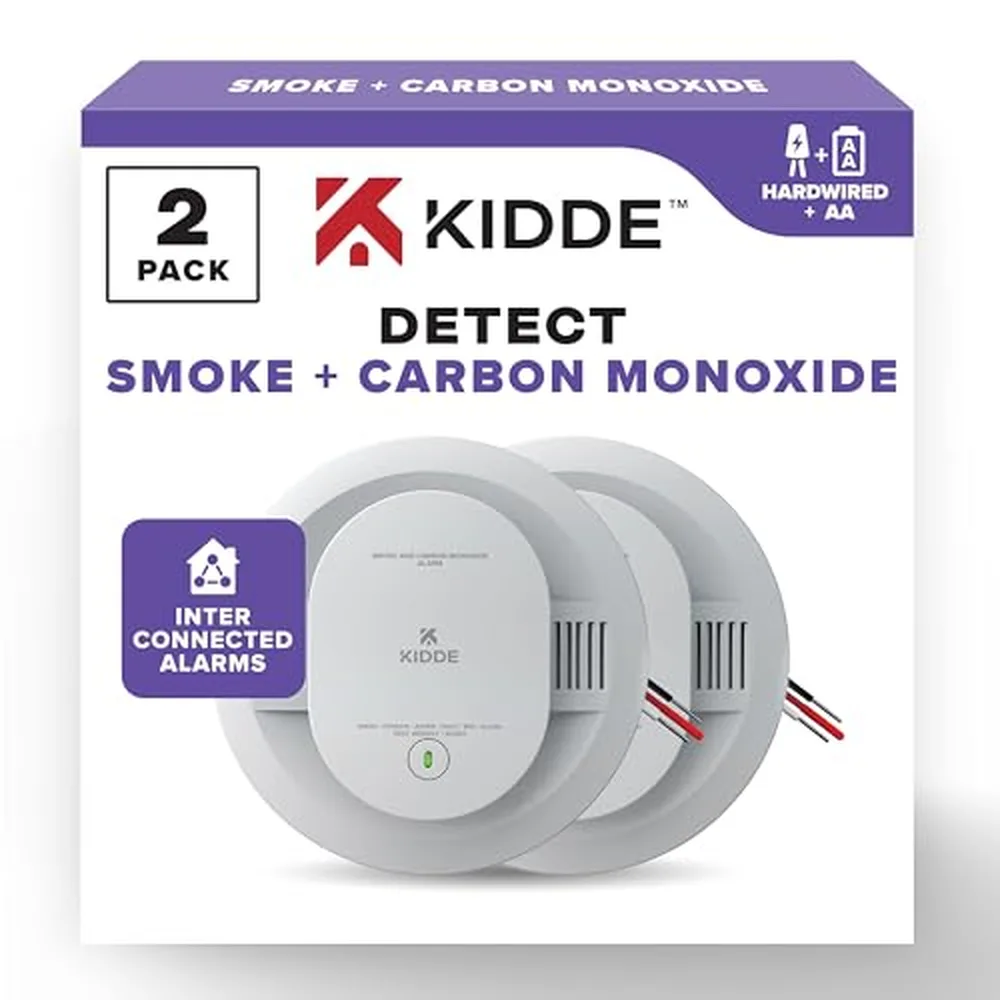 Kidde Hardwired Smoke & CO Alarm with Battery Backup, 2-Pack