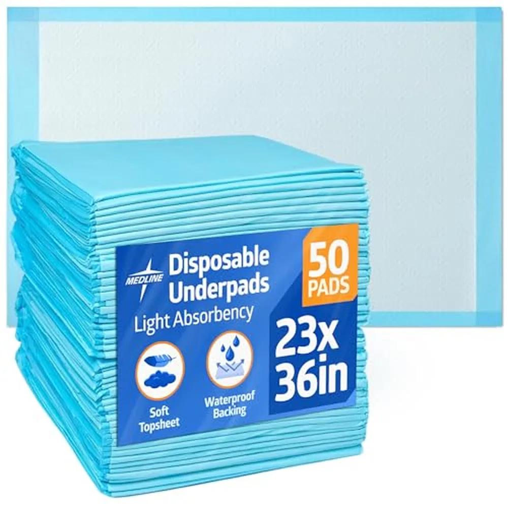 Medline Light Absorbency Underpads, 23 x 36 in, 50 Count