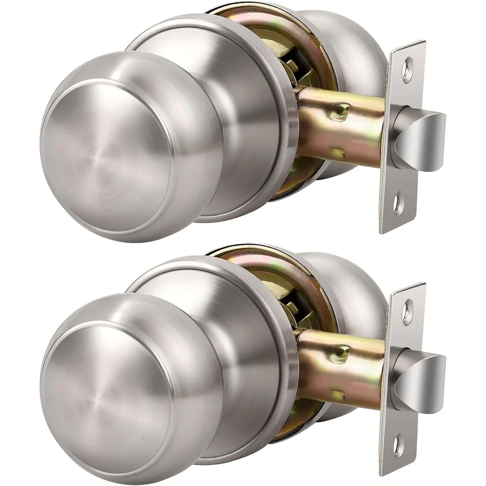 KNOBWELL Passage Door Knobs, Brushed Nickel, 2-Pack