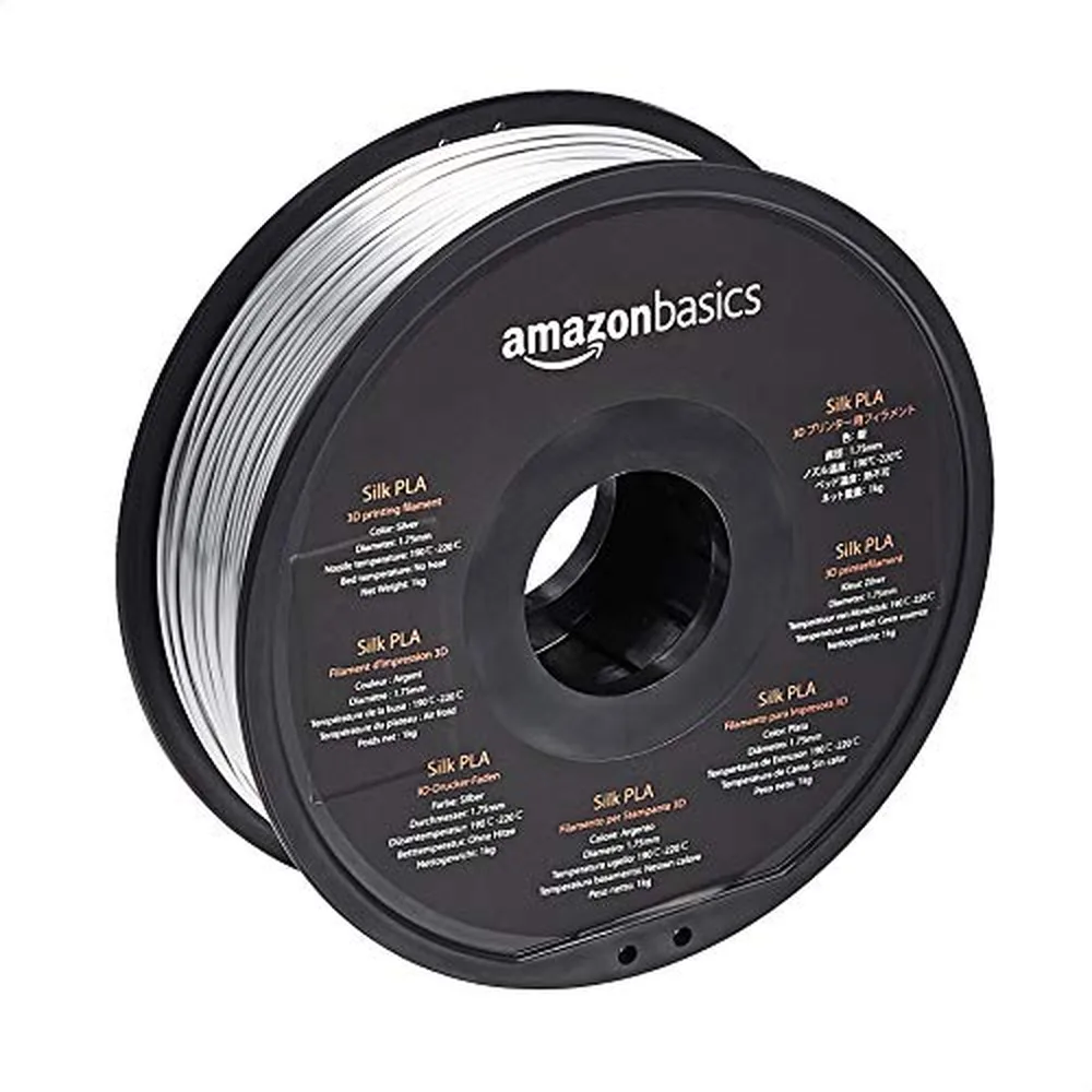 Silk PLA 3D Printer Filament, 1.75 mm, Silver, 1 kg