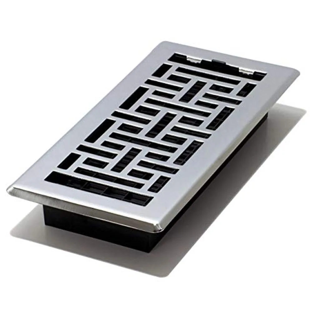 Decor Grates Oriental Floor Register, 4 x 10 in, Chrome