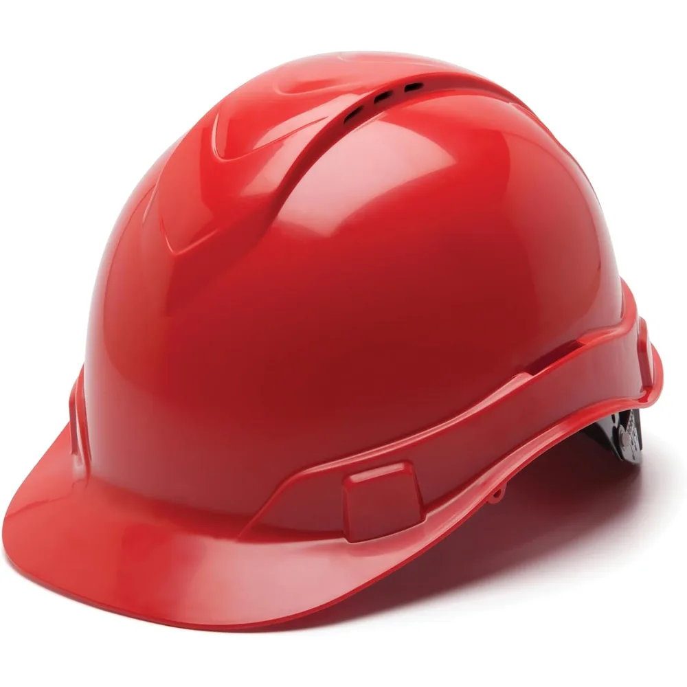 Pyramex Ridgeline Cap-Style Hard Hat, Vented, Red