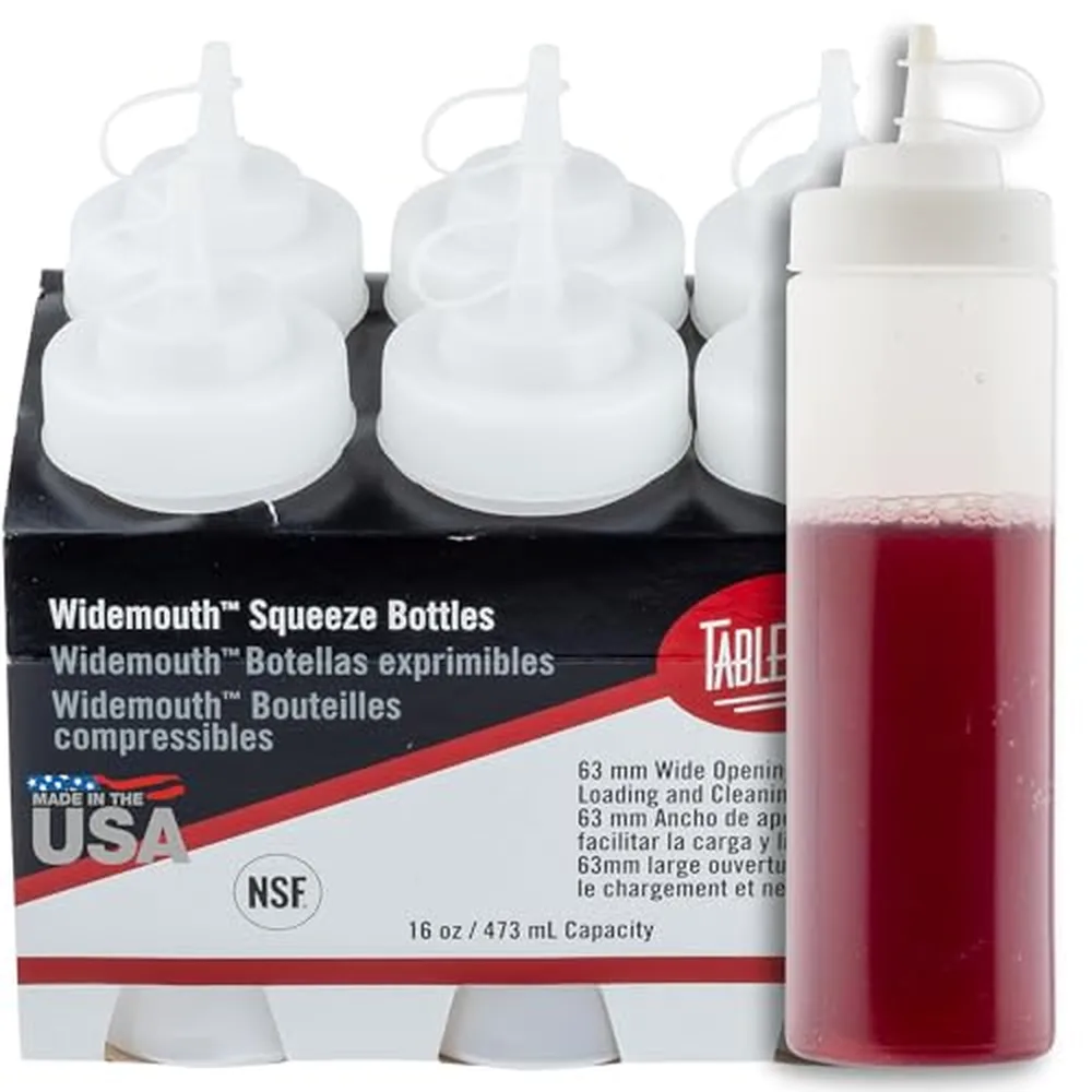 TableCraft Widemouth Squeeze Bottles, 16 oz, 6-Pack