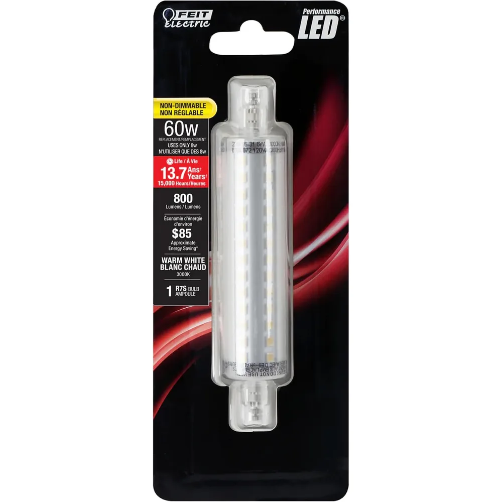 Feit Electric R7S LED Bulb, 118 mm, 8W Warm White