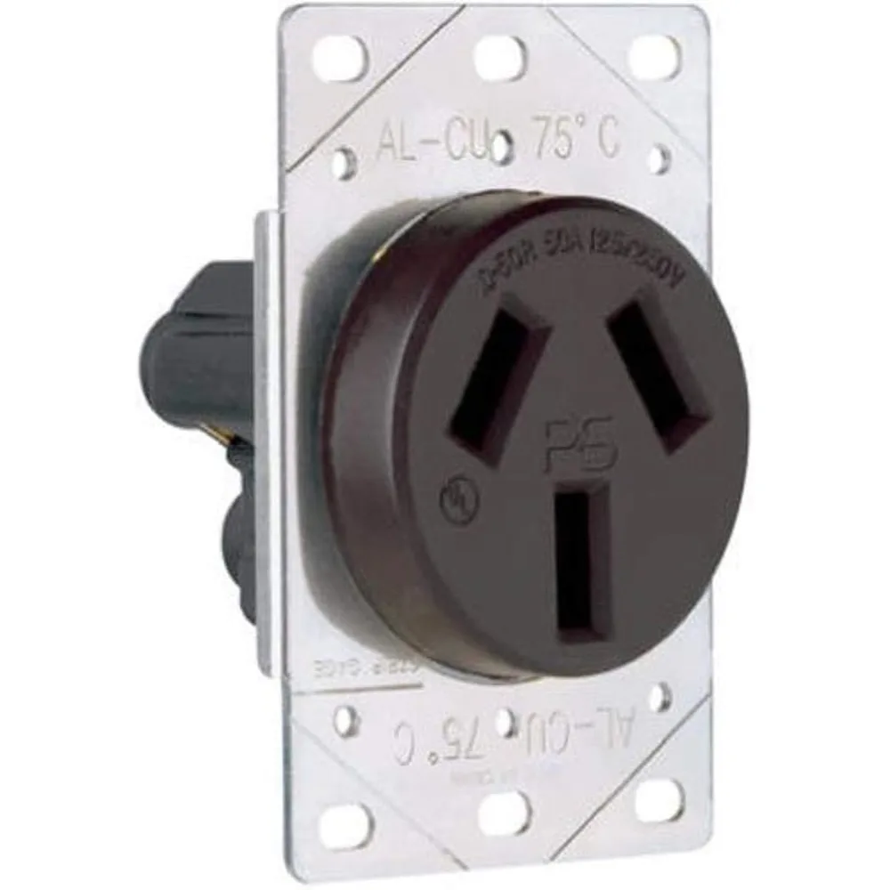 Legrand 50 Amp Range Receptacle, Flush, Black