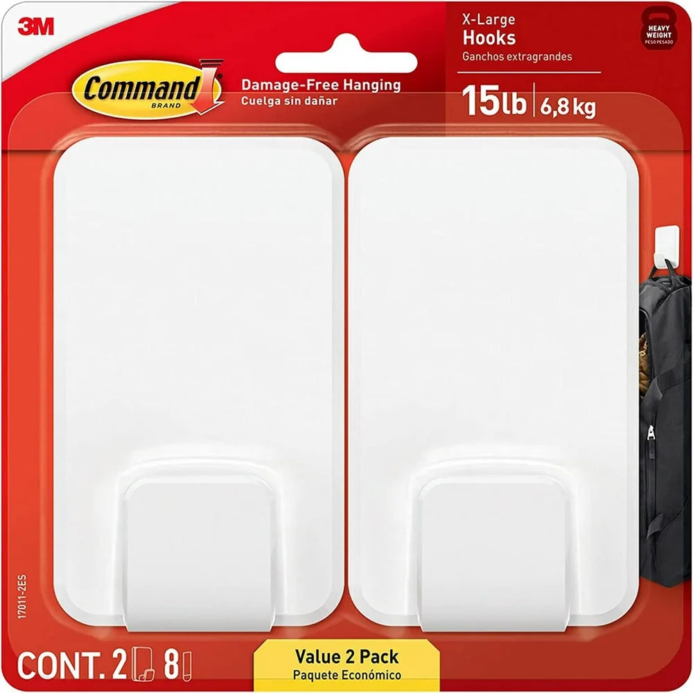 Command XL Heavyweight Wall Hook, 15 lb, 2-Pack