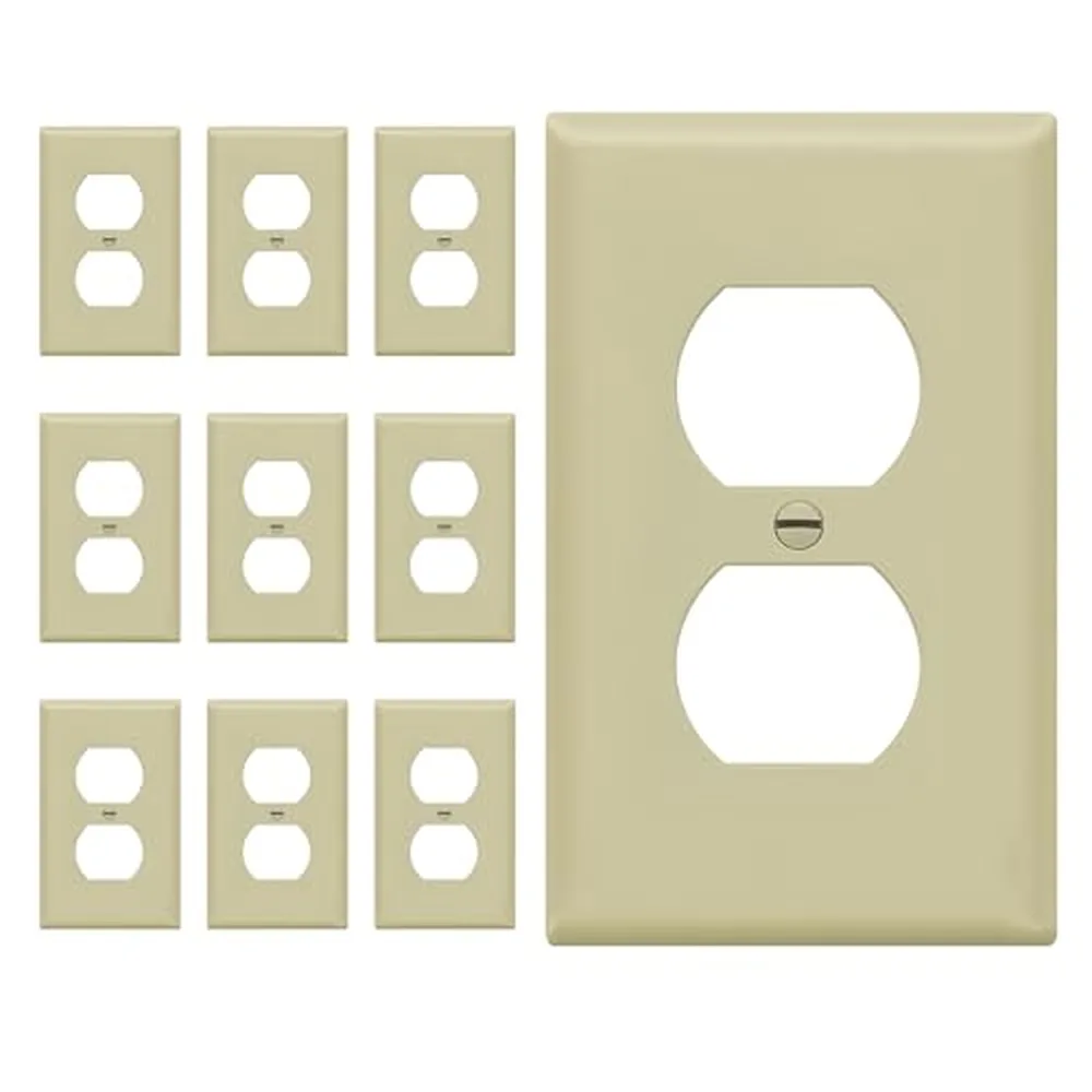 Enerlites Duplex Outlet Wall Plates, Ivory, 10-Pack