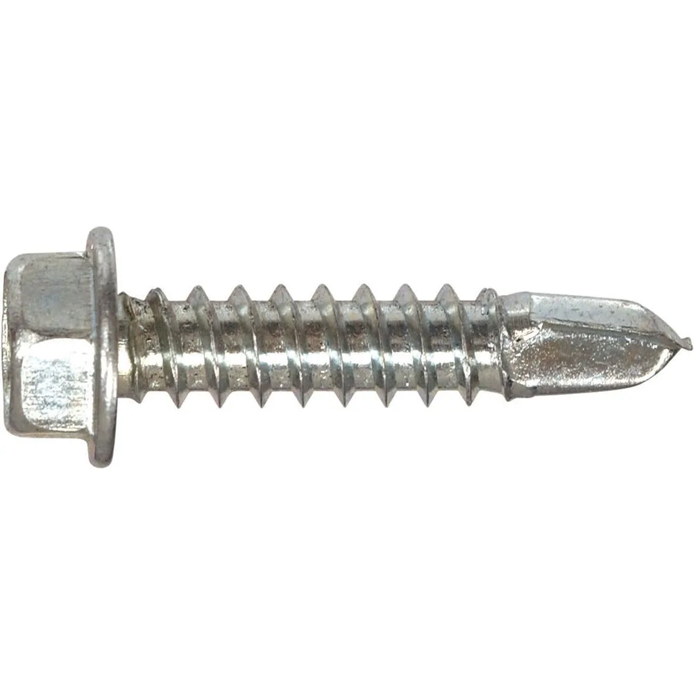 Hillman Self-Drilling Hex Washer Head Screws, 1/4 x 1 in, 20-Pack