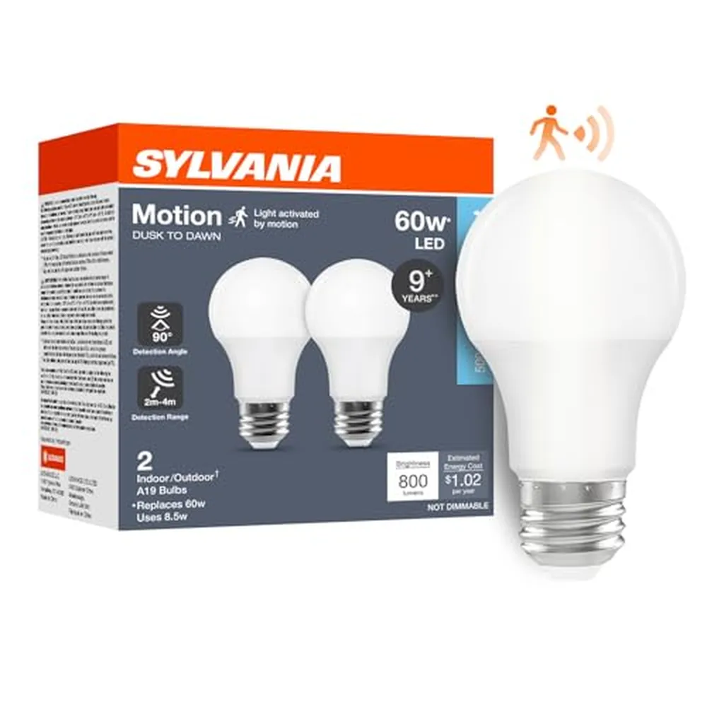 Sylvania Dusk-to-Dawn LED Bulb with Motion Sensor, 2-Pack