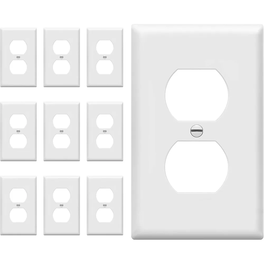 Enerlites Duplex Outlet Covers, White, 10-Pack