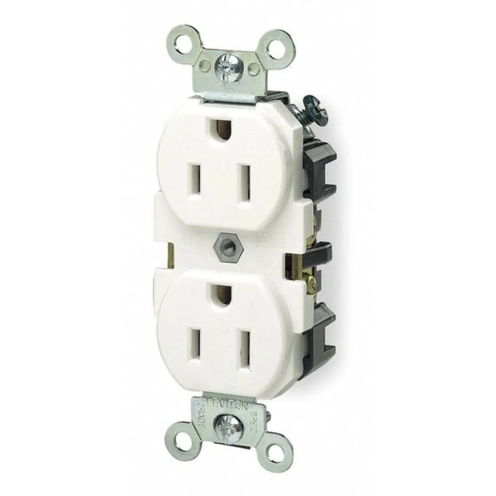 Leviton Extra Heavy Duty Duplex Receptacle, 15A, White