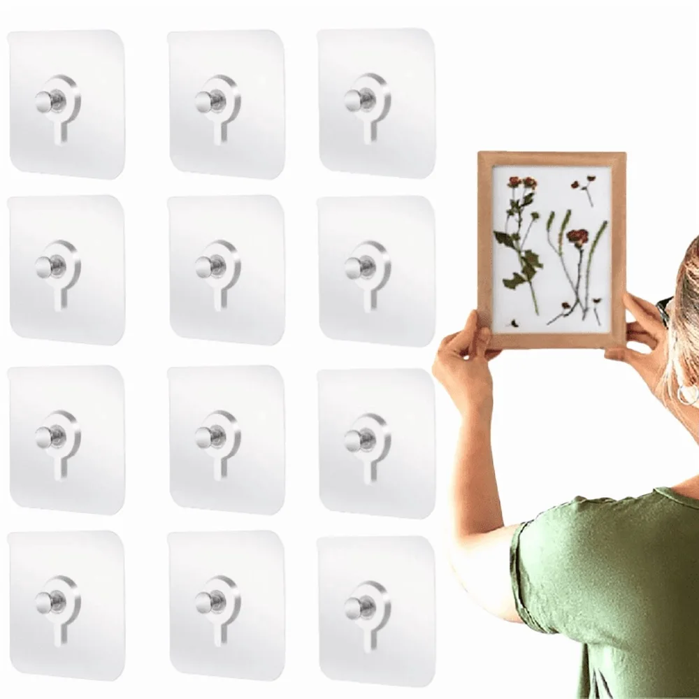 Adhesive Picture Hangers, 20 lb, 12-Pack