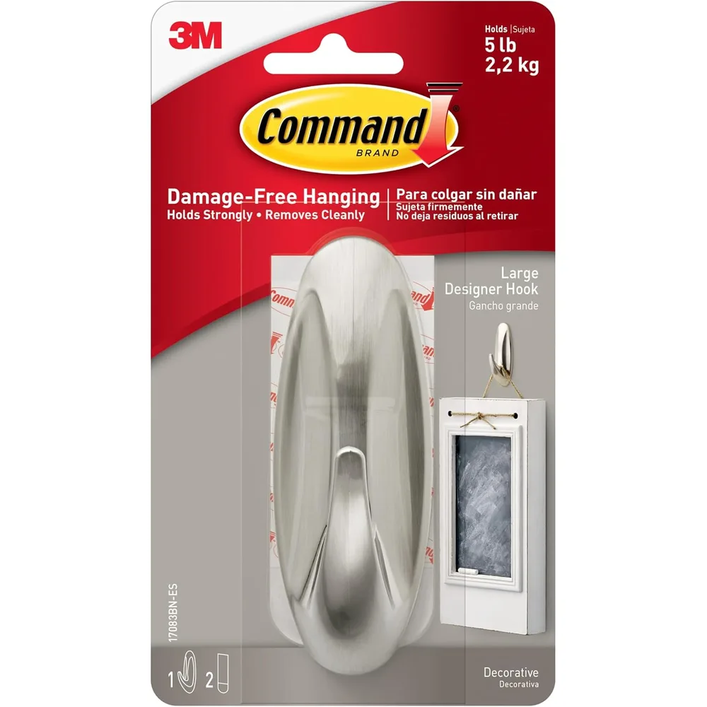 Command Large Designer Hook, White