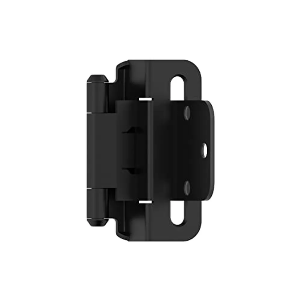Amerock Self-Closing Wrap Hinges, 3/8 in Inset, Matte Black, Pair