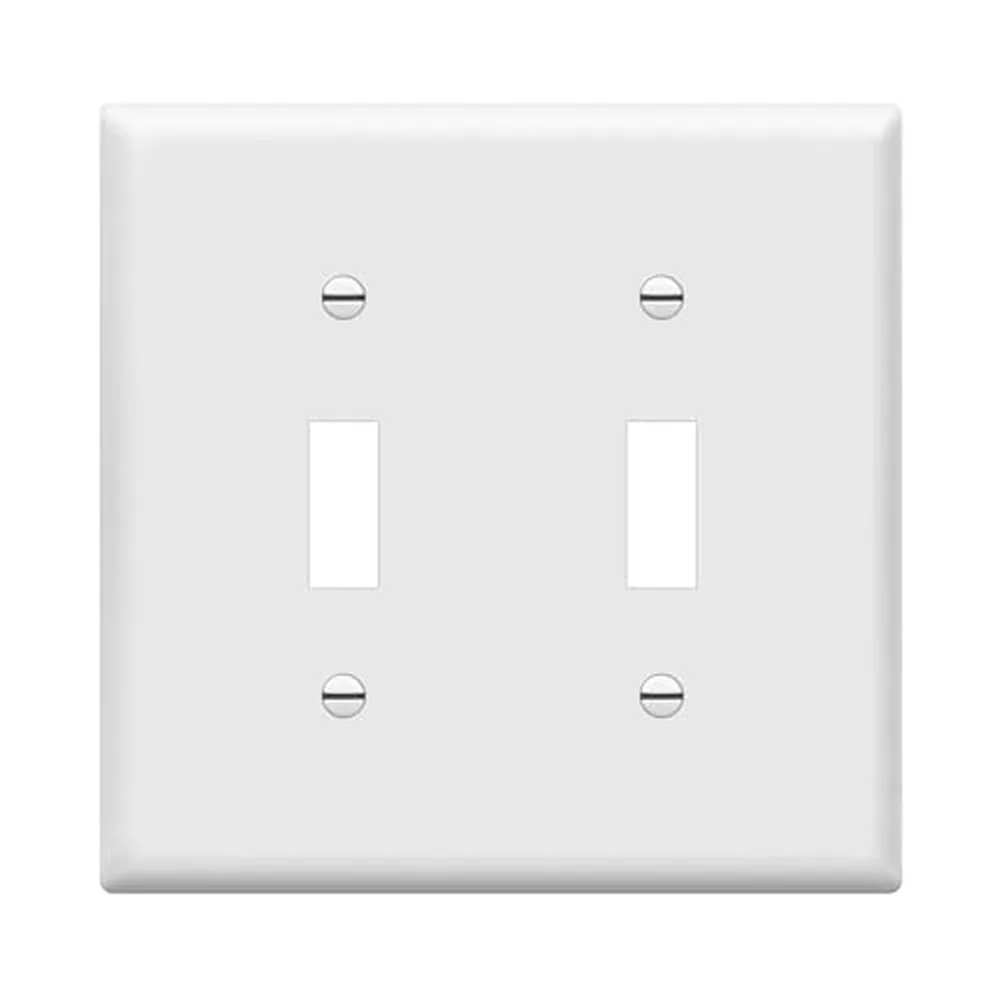 Enerlites 2-Gang Toggle Switch Wall Plate, White