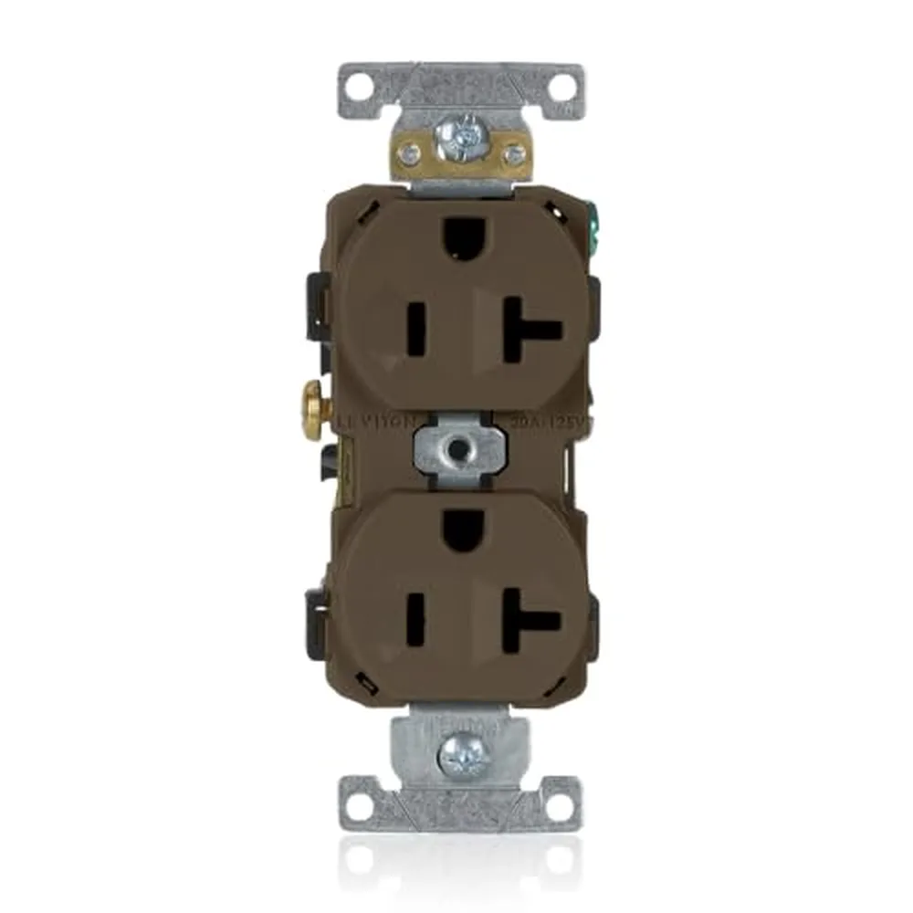 Leviton 20A Narrow Body Duplex Receptacle, Brown