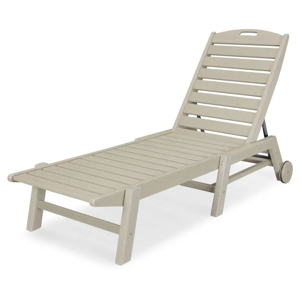 POLYWOOD Nautical Chaise Lounge with Wheels, Sand