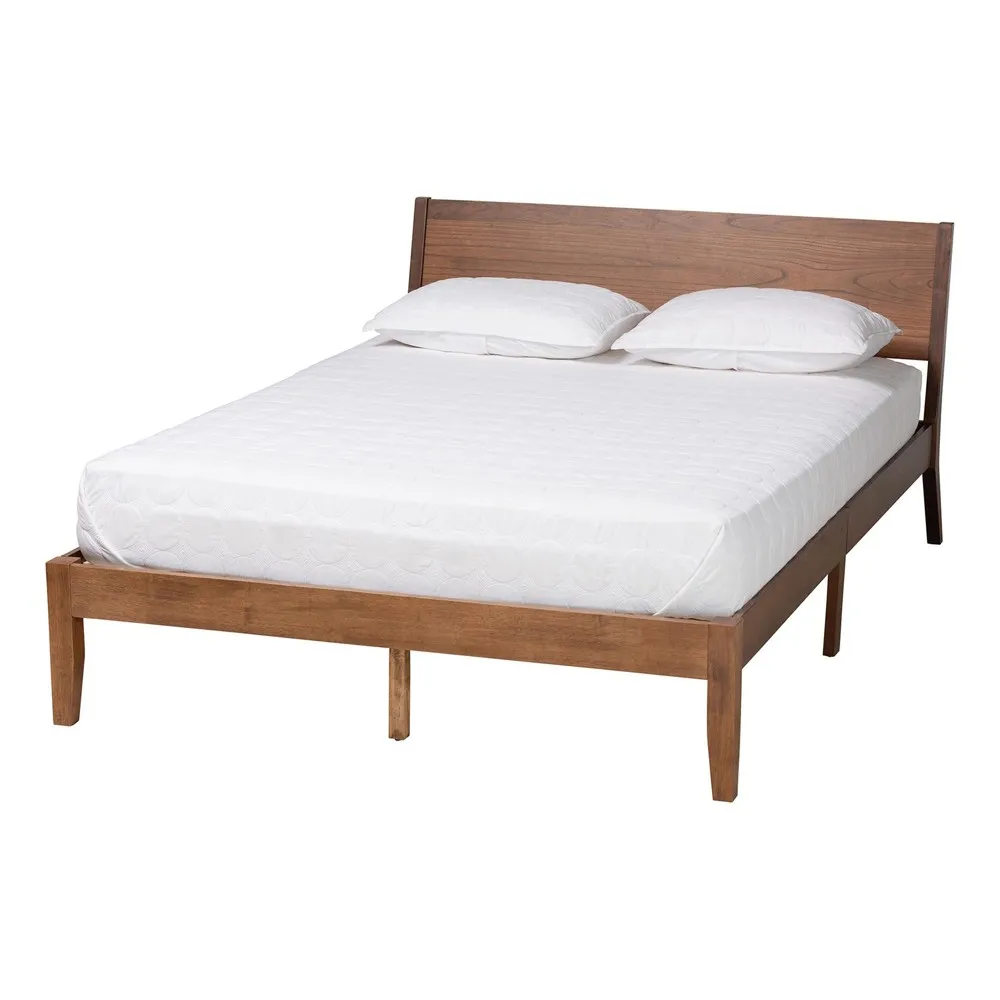 Baxton Studio Salvatore Walnut Brown Wood Queen Bed, Walnut Brown
