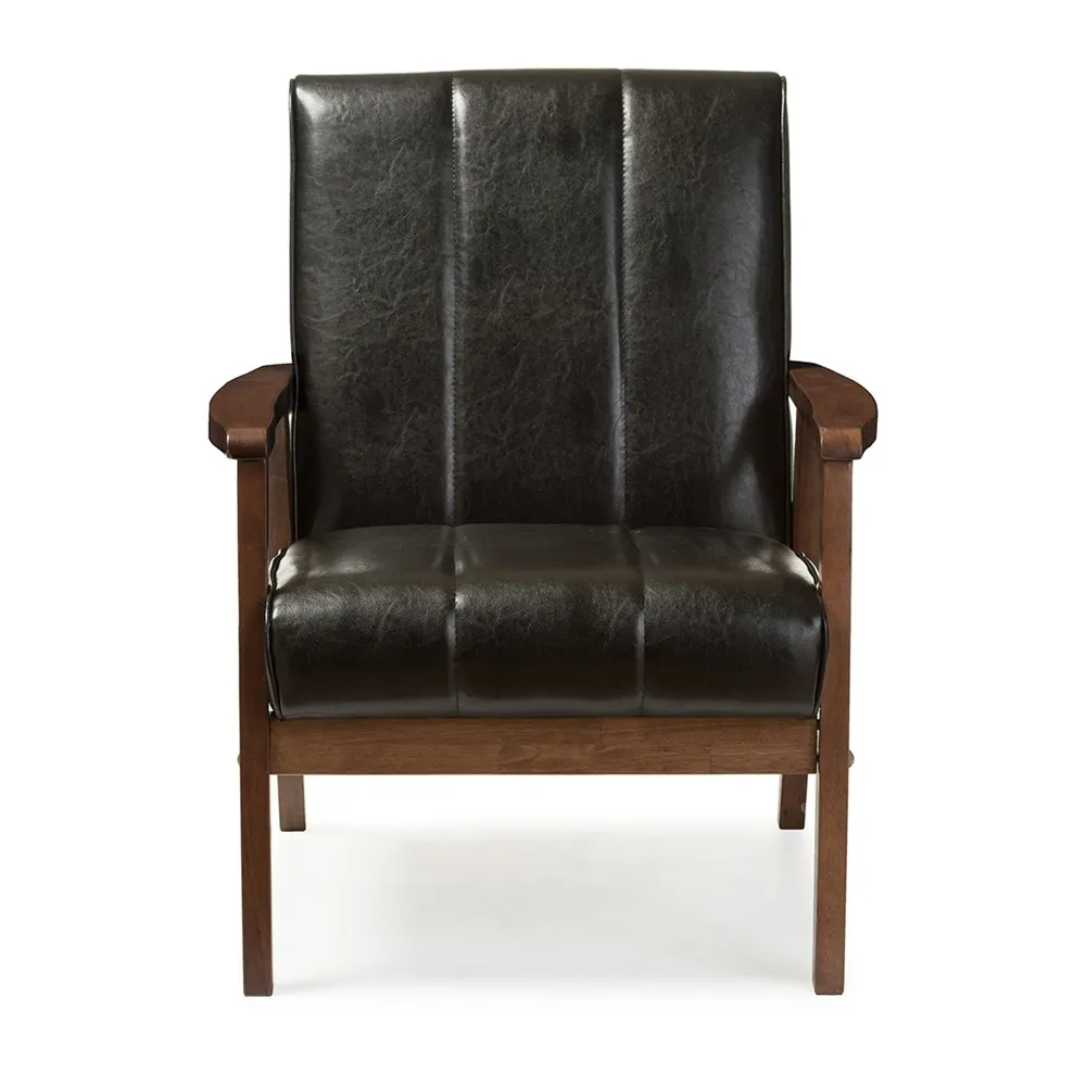 Baxton Studio Nikko Mid-Century Modern Scandinavian Lounge Chair, Black