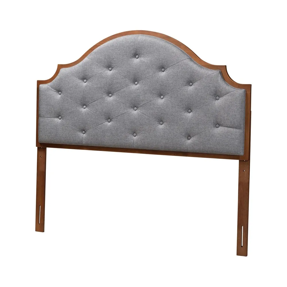 Baxton Studio Premala Grey and Walnut Brown King Headboard, Grey/Brown