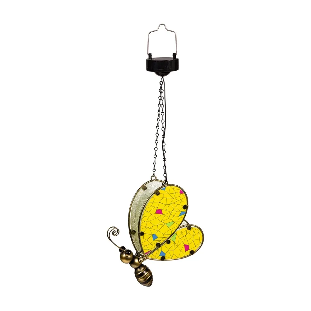 Plow & Hearth Solar Glass Mosaic-Style Garden Light, Bumblebee