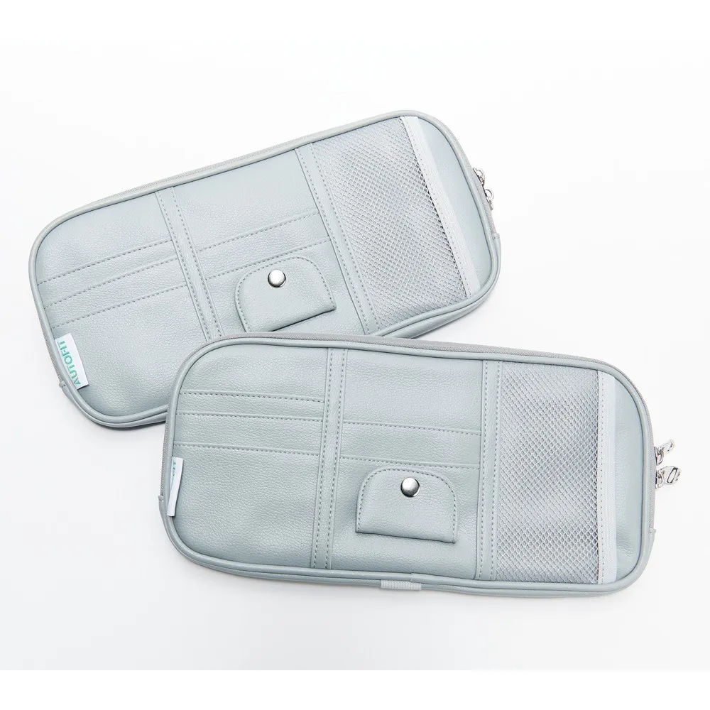 Autofit Set of 2 Visor Organizers with Sunglass Holder, Grey