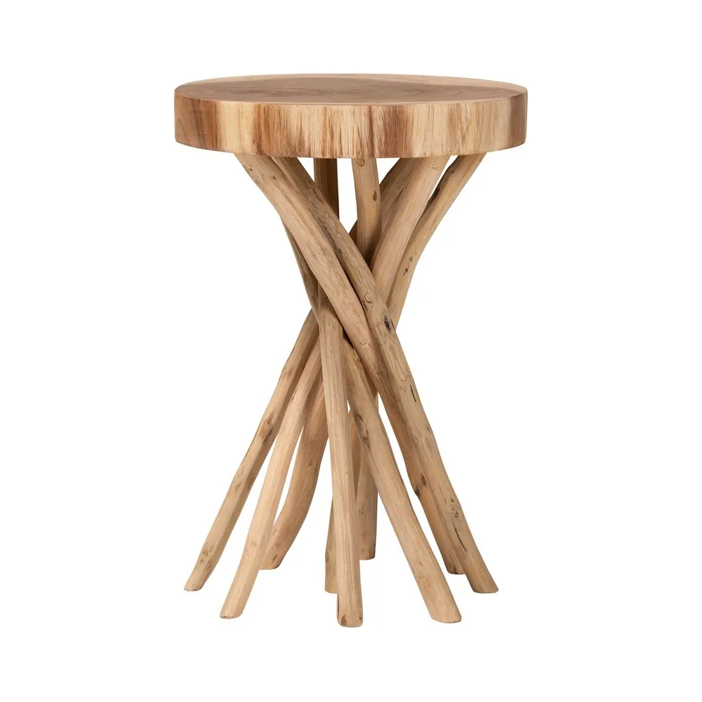 bali & pari Liberte Natural Teak Wood End Table, Natural