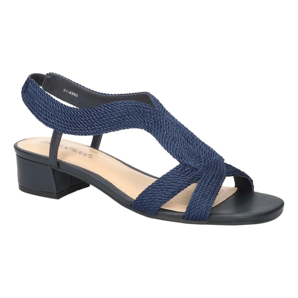 Easy Street Block Heel Sandals - Festival, Navy Woven, Women's Size 7 Medium