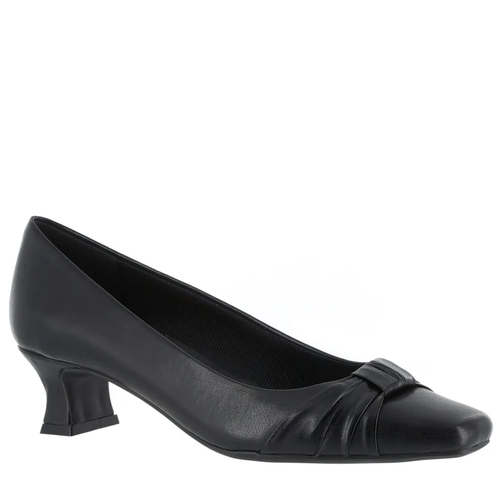 Easy Street Pleated Overlay Pumps - Waive, Black, Women's Size 8 Medium
