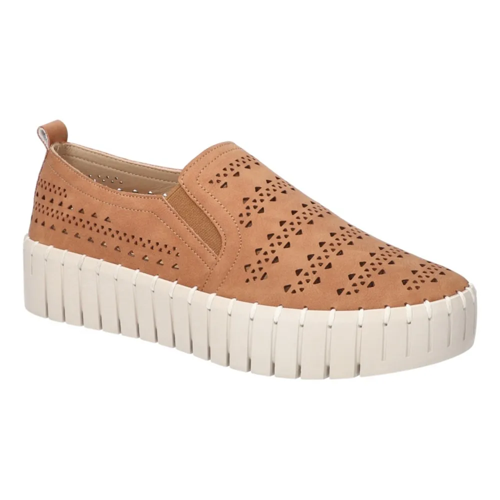 Easy Street Platform Sneakers - Peppy, Tan, Women's Size 6-1/2 Medium