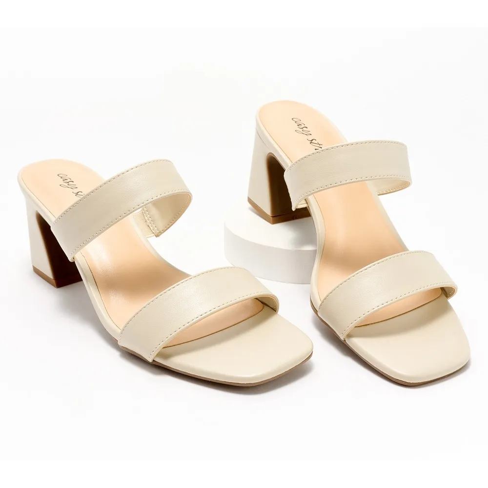 Easy Street Two - Strap Blocked Heels - Clovelle, Bone, Women's Size 8-1/2 Wide