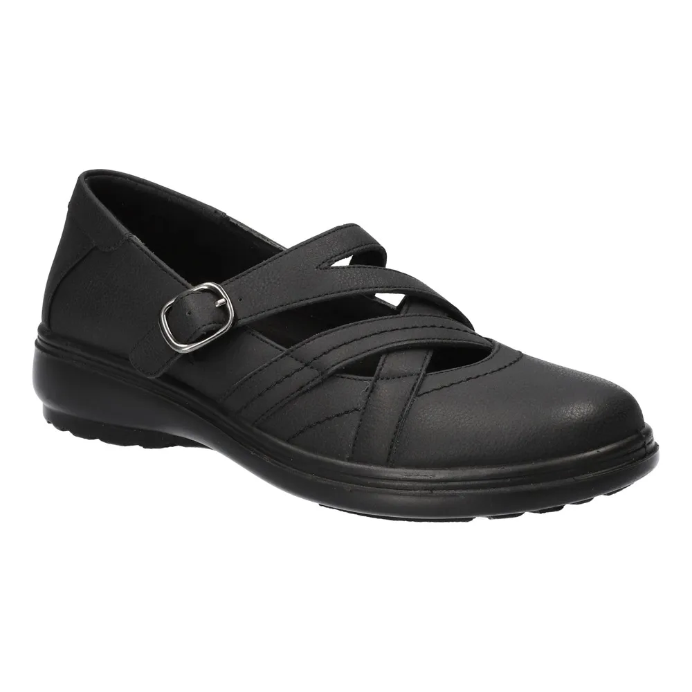 Easy Street Asymmetrical Mary Janes - Wise, Black, Women's Size 9-1/2 Medium