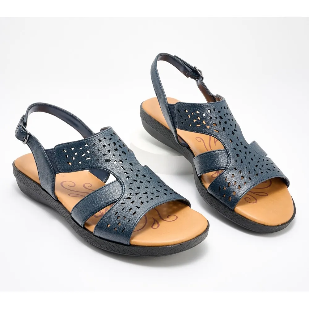Easy Street Perforated Back - Strap Sandals - Bolt