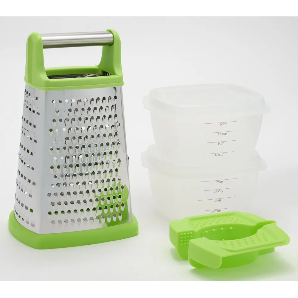 Prepology Stainless Steel Box Grater with 2 Catch Bins