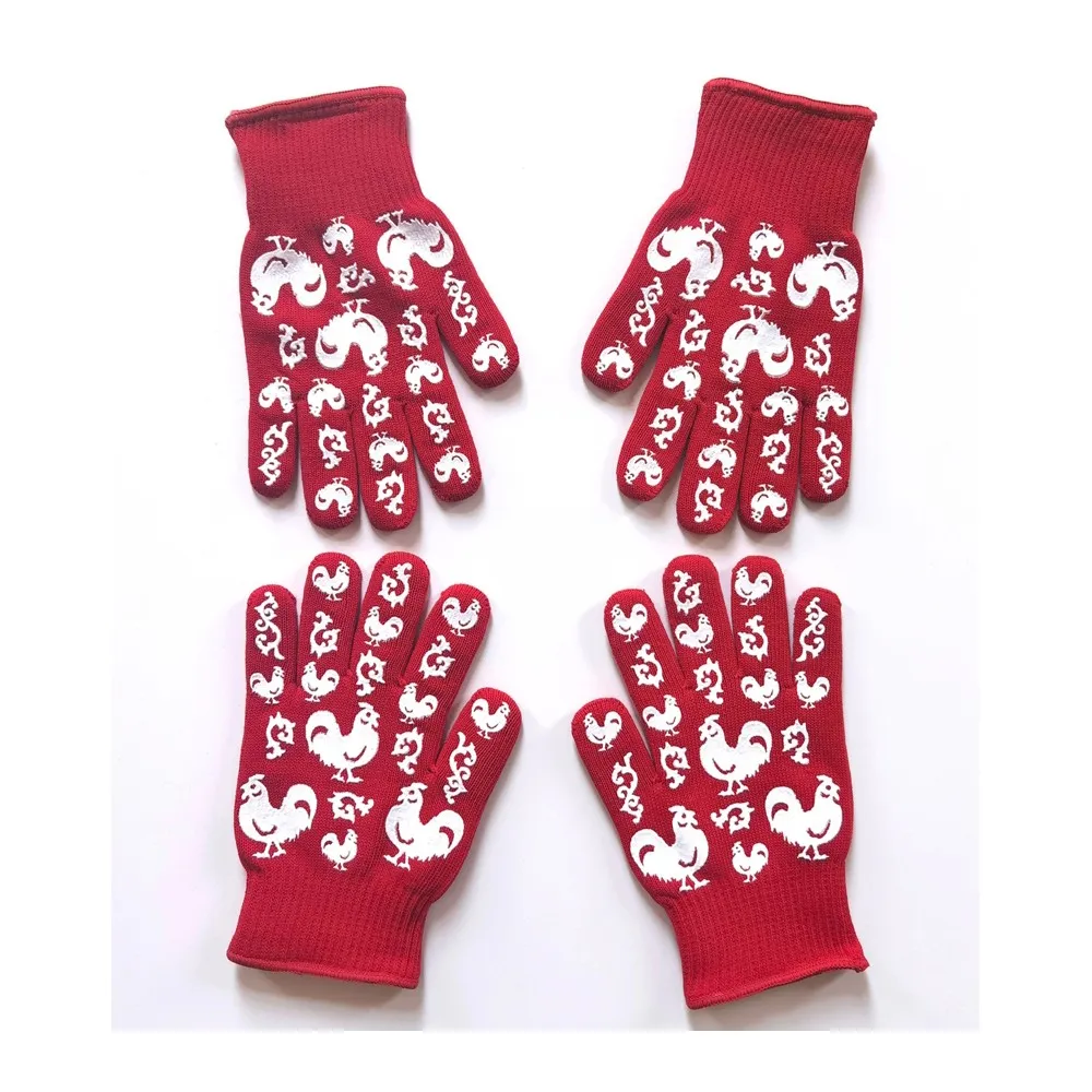 Temp-tations 2 Pairs of Oven-Safe Gloves, Doodle Doo, Large